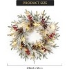 24 Inch Snow-Frosted Pre-Lit Christmas Wreath, 20 LED Lights, Berries and Pine Cones, 8 Lighting Modes, Easy Storage Garland for Door, Fireplace - 4 of 4
