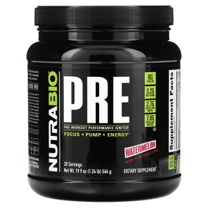 NutraBio Pre-Workout Performance Igniter, Watermelon, 1.24 lb (564 g) - 1 of 2