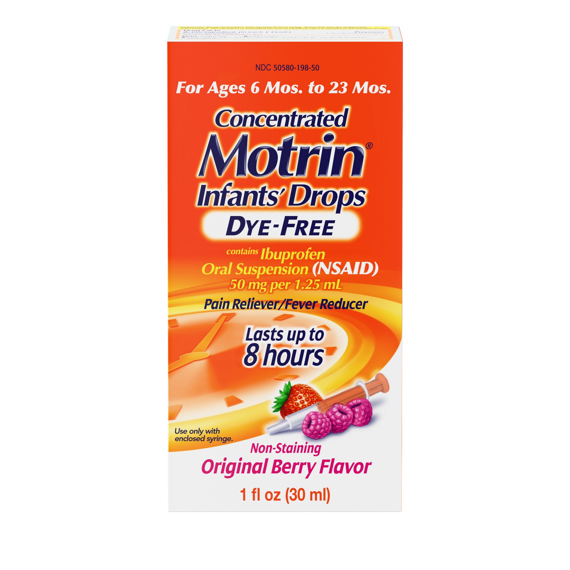 Motrin Infant Drops NSAID Berry - 1 fl oz: Oral Pain Reliever, 50mg Ibuprofen