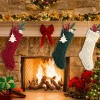 Aoibox Cable Knit Christmas Stockings Set of 3 18 Inch Large Red Green White Holiday Fireplace Decor with Personalized Name Crafts - 4 of 4