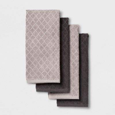 grey and brown towels