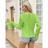 Coolmee Womens Drawstring V Neck Tops Dressy Causal Ruffle Long Sleeve Business Work Blouses Loose Fit Shirts - 2 of 4