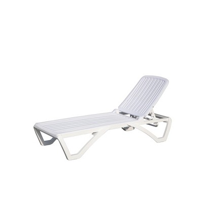 FURNIinspire Patio Chaise Lounges Adjustable Pool Lounge Chairs with Arm, Poolside Sunshine Chair for Outside Garden Lawn, White, 67.05"*27.09"*32.05"
