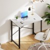 FONTOI Study Desk with X-Shaped Reinforcement Sturdy Metal Frame Simple Writing Table for Home Office Bedroom Small Spaces, White, 34.44"*22.44"*2.36" - 4 of 4