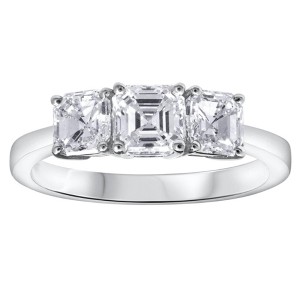 Pompeii3 G/VS 1.75Ct Asscher Cut Moissanite 3-Stone Engagement Ring 14k White Gold - 1 of 3