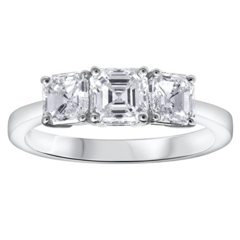 Asscher cut three hot sale stone ring