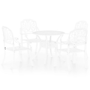 vidaXL Bistro Set Patio Table and Chair Bistro Table Outdoor Cast Aluminum - White 5 Piece Set - 1 of 4