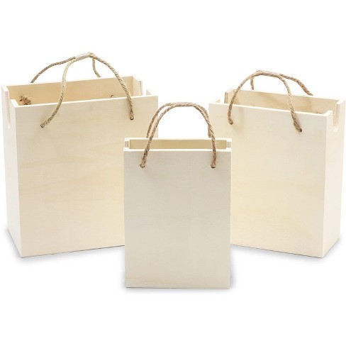 3 Pack Unfinished Natural Wooden Hand Bags in 3 Sizes for Party Decorations, Ornament and DIY Craft Projects - image 1 of 4