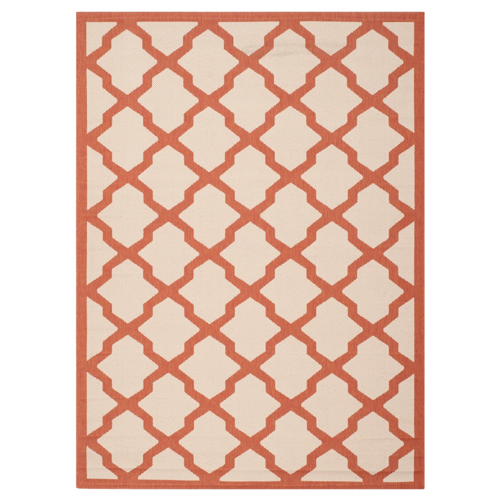 6'7inX9'6in Amherst Evie Outdoor Rug Beige/Terracotta - Safavieh