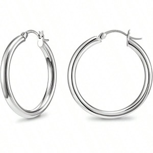 Chunky Earrings, Sterling Silver, 25/30/40/50mm Diameter for Women - 1 of 4