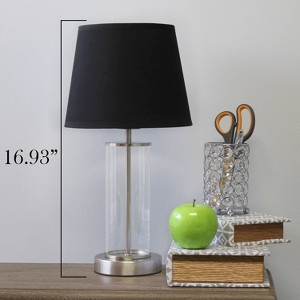 Encased Metal and Clear Glass Table Lamp with Fabric Shade - Simple Designs - 1 of 4