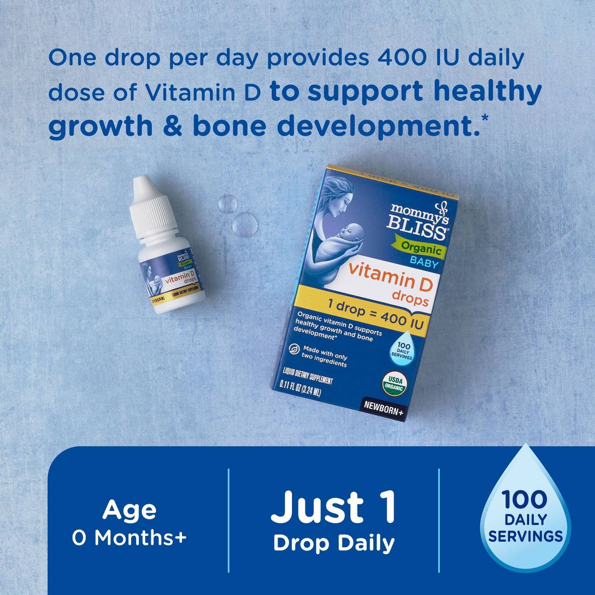 Mommy's Bliss Baby Organic Vitamin D Drops - 0.11oz (100 Servings) - thumbnail 2