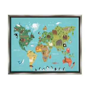 Stupell Industries Country Animals World Map Continents Wildlife Diagram Floater Canvas Wall Art - 1 of 4