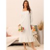 cheibear Women's Victorian Long Sleeve Ruffle Night Gown Sleepwear with Pockets - 3 of 4