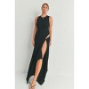 Slickblue Women's Maxi Dress With Slit, Sleeveless, Viscose Fabric, Black/Natural, Size S-L - 4 of 4