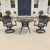5-Piece Round Cast Aluminum Patio Set with Swivel Chairs,Blue Cushions - 3 of 4