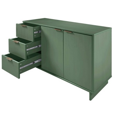 Granville Sage Green 55'' Modern Ribbed 3-Drawer Sideboard