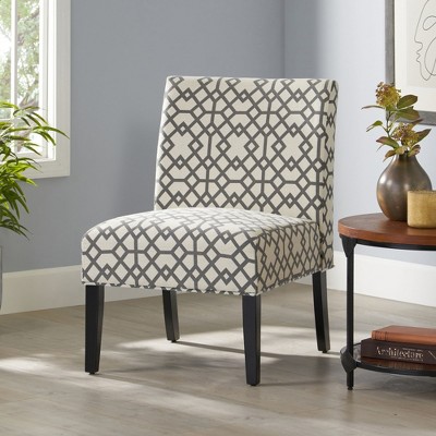 Lycvki Pattern Fabric Upholstered Accent Chair with Wood Legs