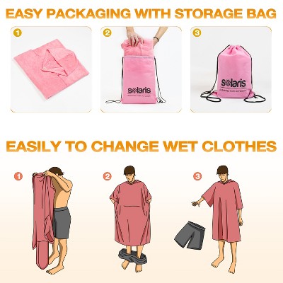 Pink Microfiber Hooded Surf Changing Poncho with Pockets