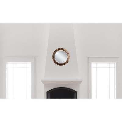 Nautical Charm Round Leather & Wood Porthole Mirror for Kids