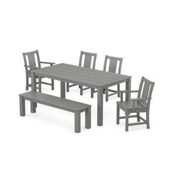 POLYWOOD 6pc Prairie Parsons Outdoor Patio Dining Set with Bench