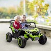 Qaba 24V 7AH Ride on Car, 2 Seater 4 MPH Ride on UTV Battery Powered Toy Car with 4 Shock Absorbers, Music, Horn, LED Lights for 3-8 Years, Green - 2 of 4