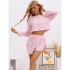 INSPIRE CHIC Women's Hollow Out Long Sleeve Tops with Shorts Outfits Pajamas Sets - 2 of 4