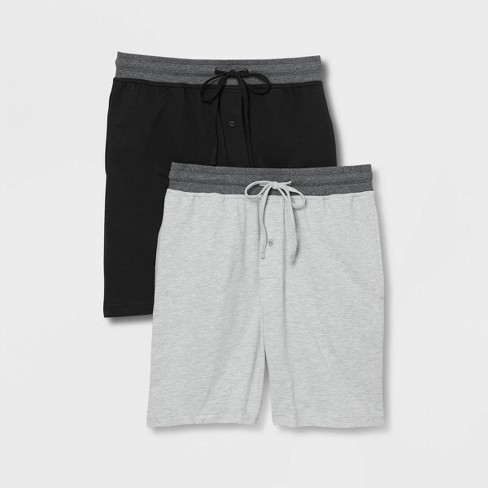 Hanes Premium Men's 9 French Terry Pajama Shorts 2pk - Black Xl : Target