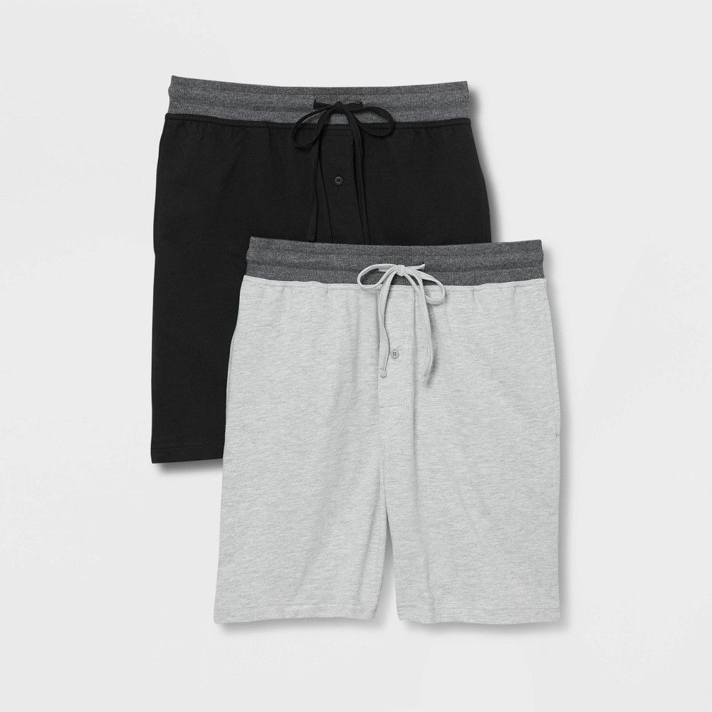Photos - Other Textiles Hanes Premium Men's 9" French Terry Pajama Shorts 2pk - Black XXL night