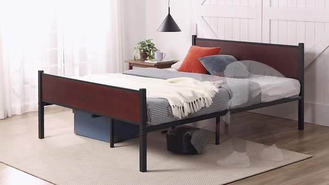 Tucker Bamboo and Metal Platform Bed Frame with Headboard and Footboard Brown - Zinus, 2 of 9, play video
