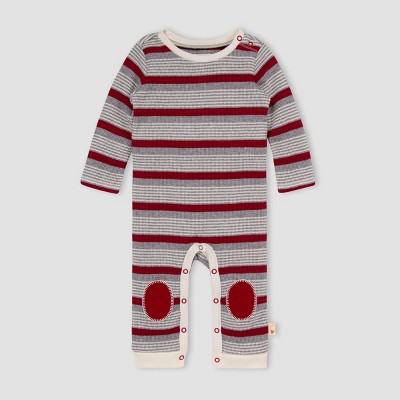 Burt's Bees Baby® Baby Boys' 'Long Road' Organic Cotton Striped Thermal Jumpsuit - Gray 6-9M