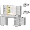 PAKASEPT 55'' W Makeup Vanity Desk with Mirror and Lights, Glass Top with Charging Station, 3 Lighting Modes, 4Drawers, 2 Cabinet for Bedroom - 2 of 4