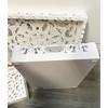 Essential Decor & Beyond 3-Piece Set White Wooden Mirrored Tray with Carved Design - 4 of 4