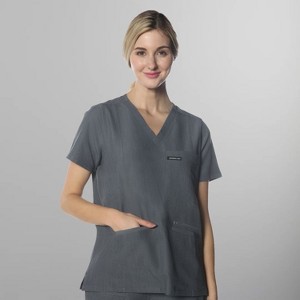 Members Only Palermo V-Neck Scrub Top for Women With Zipper Pocket - 1 of 4