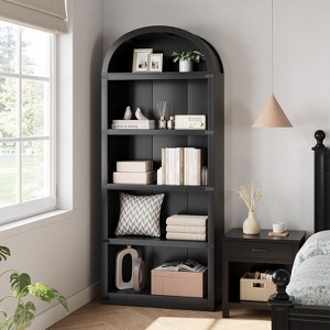 72" Farmhouse Arched Bookcase with Cabinet & Shelves - 5-Cube Storage for Living Room, Office - 1 of 4