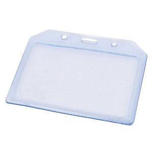 Unique Bargains Water-resistance Horizontal ID Card Business Name Badge Holder Clear Blue 4" x 2.8" (L*W) - 1 of 3