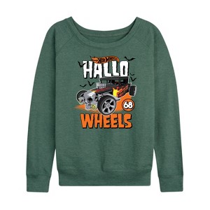 Women's - Hot Wheels - Halloween Lightweight French Terry Wide Neck Long Sleeve Shirt - 1 of 4
