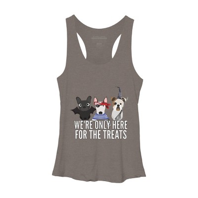 Women's Design By Humans Dog Halloween - We're Only Here For The Treats By PedigreePrints Racerback Tank Top