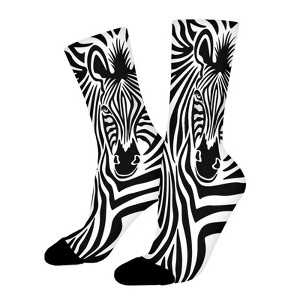 Hypnotic Zebra Women Printed Crew Socks Funny Funky Socks Soft Polyester Novelty Gifts for Artists Men - 1 of 4
