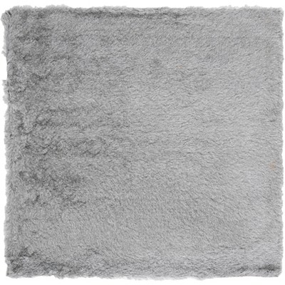 Silver Hand-Tufted Square Shag Area Rug