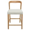 Christopher Knight Home Set of 2 Zion Contemporary Rubberwood Upholstered with Curved Open Back Counter Height Barstools Natural - 4 of 4