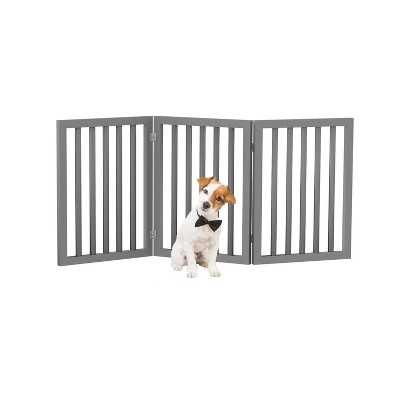 Gray Composite Wood Freestanding 3-Panel Pet Gate