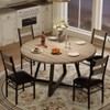 Round Dining Table Set for 4, 5 Piece Circle Wooden Kitchen Dinner Table & Chairs Set for 4, w/ 4 Unpholster Chairs, Sturdy Thick Frame - 2 of 4