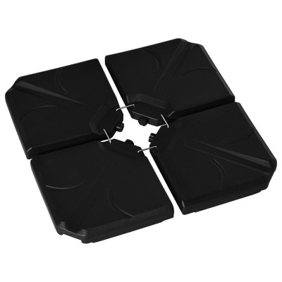 Outsunny 4 Pieces Patio Umbrella Base, Outdoor Cantilever Offset Umbrella Weights w/ U-Locking, 123 lb. Capacity Water or 158 lb. Capacity Sand, Black