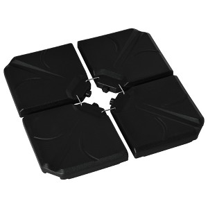 Outsunny 4 Pieces Patio Umbrella Base, Outdoor Cantilever Offset Umbrella Weights w/ U-Locking, 123 lb. Capacity Water or 158 lb. Capacity Sand, Black - 1 of 4
