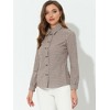 Allegra K Women's Turn Down Collar Plaid Button Up Long Sleeve Shirt - 3 of 4