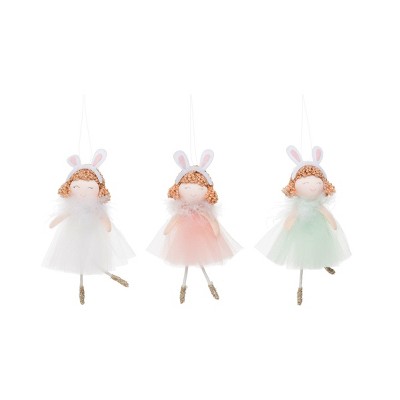 C&F Home Bunny Girls Easter Ornament, Set of 3