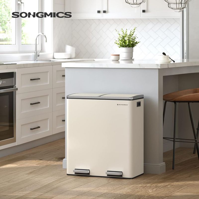SONGMICS Trash Can, Garbage Can for Kitchen, with 15 Trash Bags, Plastic Inner Buckets and Hinged Lids, Airtight, 4 of 9