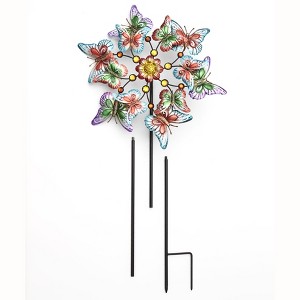 The Lakeside Collection Windspinner Stakes Garden Metallic Butterfly Ladybug And Hummingbird - Butterfly - 1 of 4