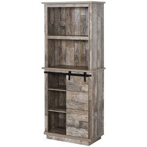 HOMCOM Freestanding Rustic Kitchen Buffet with Hutch, Pantry Storage Cabinet with Sliding Barn Door, Adjustable Shelf, Vintage Wood - 1 of 4